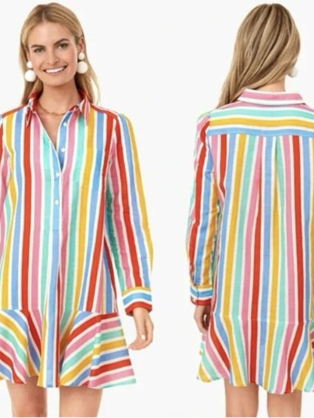 Tuckernuck Rainbow Stripe Callahan Shirt Dress